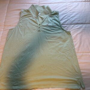 Earth Yoga Women’s Breast Cancer Sleeveless Polo Collared Top Sea Foam Green